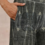 Green Embellished Ethnic Marble Print Velvet Kurta Set - Lakshita