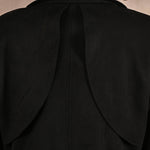 Black Long Belted Trench Coat with Fur Detailing - Lakshita