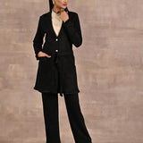 Black Long Belted Trench Coat with Fur Detailing - Lakshita