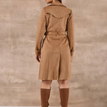 Gold Long Over Coat with Notch collar and Slant Pockets - Lakshita