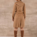 Gold Long Over Coat with Notch collar and Slant Pockets - Lakshita
