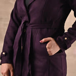 Purple Full Sleeve Tie Belt Trench Coat - Lakshita