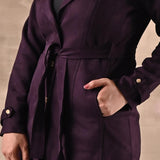 Purple Full Sleeve Tie Belt Trench Coat - Lakshita