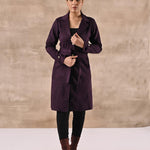 Purple Full Sleeve Tie Belt Trench Coat - Lakshita