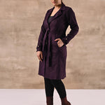 Purple Full Sleeve Tie Belt Trench Coat - Lakshita