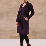 Purple Full Sleeve Tie Belt Trench Coat - Lakshita