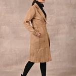Beige Full Sleeve Tie Belt Trench Coat - Lakshita