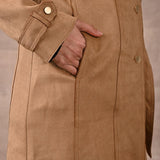 Beige Full Sleeve Tie Belt Trench Coat - Lakshita