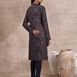 Geometric Print Woolen Kurta with Decorative Placket - Lakshita