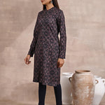 Geometric Print Woolen Kurta with Decorative Placket - Lakshita