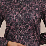 Geometric Print Woolen Kurta with Decorative Placket - Lakshita