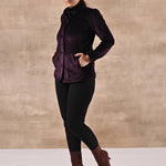 Purple Corduroy High Neck Jacket with Button Detailing - Lakshita