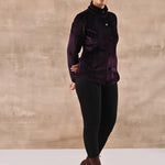 Purple Corduroy High Neck Jacket with Button Detailing - Lakshita