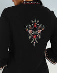 Black Boho Straight Tunic with Dense Embroidery