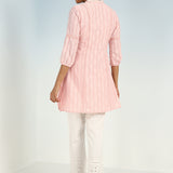 Pink Raschel Net Embroidered Kurti for Women