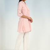 Pink Raschel Net Embroidered Kurti for Women