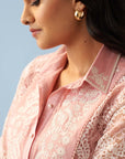 Pink Lace Collared Tunic for Women