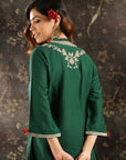 Forest Green Embroidered Kurta Set with Tessels