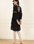 Black Embroidered Georgette Tunic for Women