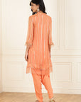 Peach  Co-ord Set with Sequin Work Kurta and Dhoti