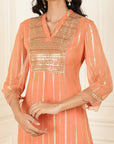 Peach  Co-ord Set with Sequin Work Kurta and Dhoti