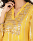 Sunflower Yellow Co-ord Set with Sequin Work Kurta and Dhoti