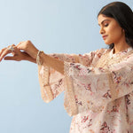 Yellow Floral Printed Loose Fit Kurta with Lace Inserts - Lakshita