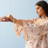 Yellow Floral Printed Loose Fit Kurta with Lace Inserts - Lakshita