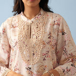 Yellow Floral Printed Loose Fit Kurta with Lace Inserts - Lakshita
