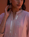 Pink Embroidered Flared Kurta - Lakshita