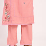 Pink Embroidered Straight-fit Cotton Co-ord Set - Lakshita
