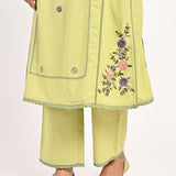 Green Embroidered Straight-fit Cotton Co-ord Set - Lakshita