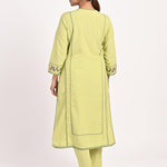 Green Embroidered Straight-fit Cotton Co-ord Set - Lakshita