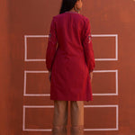 Pink Embroidered Kurta for Women with Puffed Sleeves - Lakshita