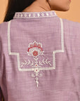 Lavender Embroidered Slub Tunic - Lakshita