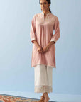 Pink Embroidered Thigh Length Crinkled Kurti - Lakshita