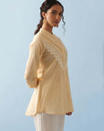 Yellow Embroidered Shirt with Lace Detailing - Lakshita