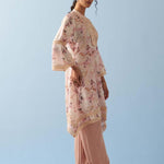 Pink Floral Printed Loose Fit Kurta with Lace Inserts - Lakshita