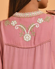 Pink Collared Tunic with Embroidery at Yoke - Lakshita