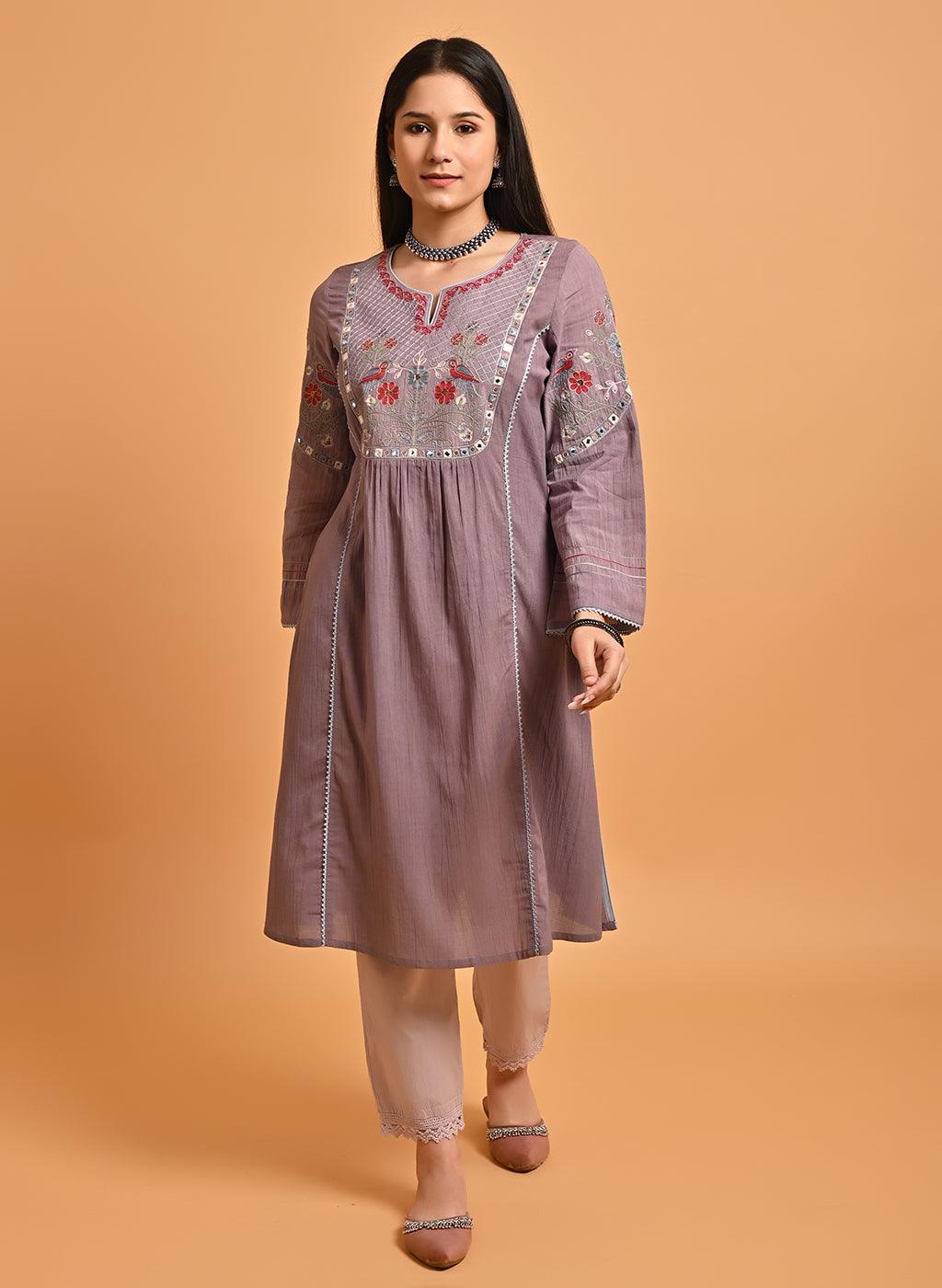 Buy Nayam By Lakshita Floral Yoke Design Flared Sleeves Kaftan Kurti -  Kurtis for Women 22810414 | Myntra