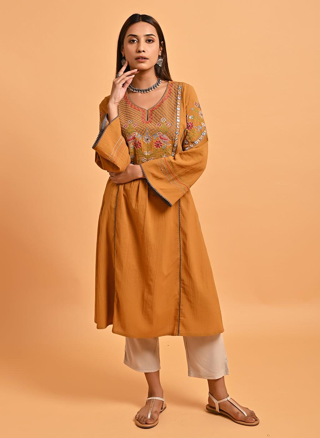 Women Orange Net Kurti - Radiant in Jaipur at best price by Ametina  Enterprises LLP & Ametina Boutique - Justdial