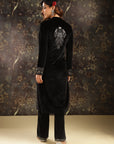 Black Embellished Party-wear Velvet Kurta Set