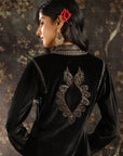 Black Embroidered Velvet Kurta Set with Sequin Work