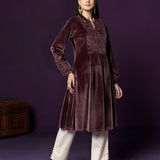 Marya Pink Self-Embroidered Velvet A-line Kurta