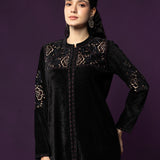 Niva Black Embroidered Velvet Top