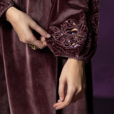Marya Pink Self-Embroidered Velvet A-line Kurta