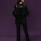 Niva Black Embroidered Velvet Top