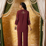 Riddhima Deep Maroon Embroidered Co-ord Set