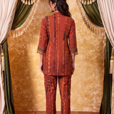 Aaira Amber Red Printed Embroidered Co-ord Set