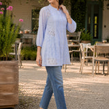 Embroidered Mandarin Collar Georgette Top